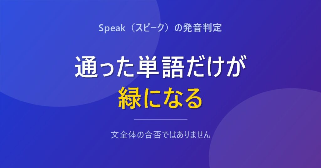 Speakの発音判定は通った単語だけが緑になることを示すアイキャッチ画像